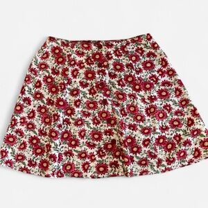 Vintage Compagnie Internationale Express Burgundy Daisies Button Front Skirt 90